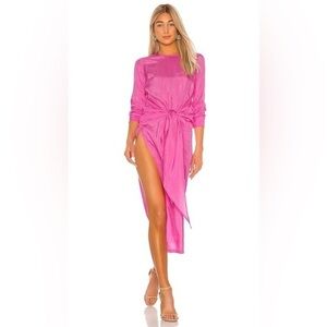 Atoir Women’s The Paris Dress Pink Size 4 Wrap MIDI Party High Slit Barbiecore